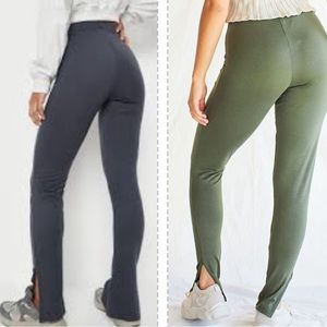 SET OF 2 Missguided Split Hem Flare Leggings - Size 6 - Charcoal & Khaki